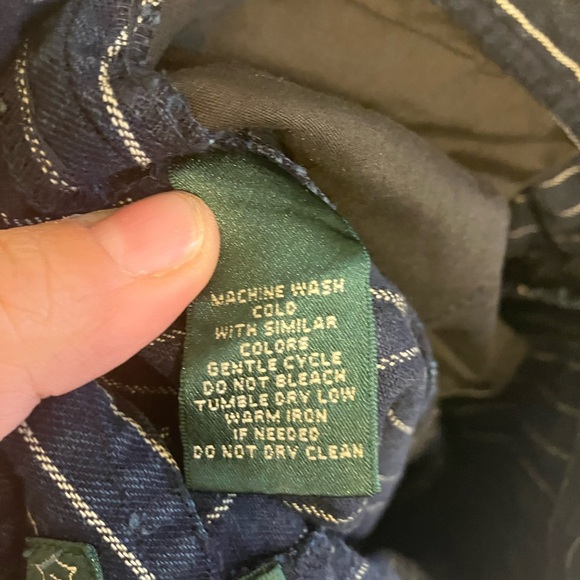 Vintage Ralph Lauren linen blend blue pinstripe wide leg trouser pant 8 women’s - Picture 8 of 8